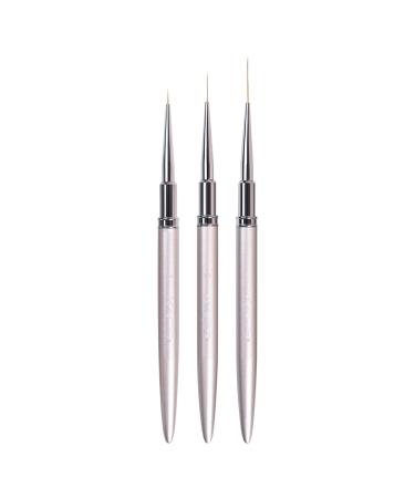 KADS Nail Art Liner Brushes Kolinsky Nail Art Brush Liner Brush UV Gel Polish Painting Nail Design Brush Metal Handle Nail Drawing Pens 8/15/20mm (8mm+15mm+20mm)