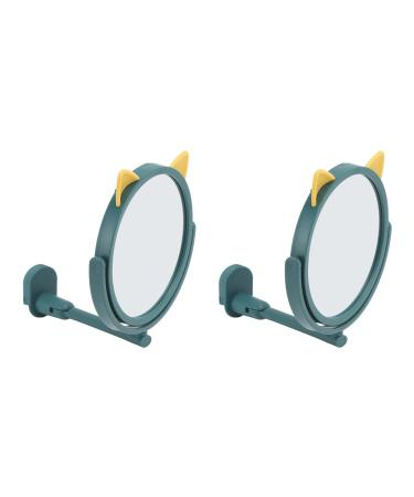 Wall Mounted Makeup Mirror Fogless Suction Cup Mirror PP Shell 360 Degree Swivel Arm for Outdoor Hiking for Daily Life Green