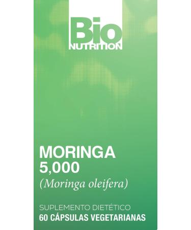 Bio Nutrition Moringa 5000mg 60 Vegetarian Capsules | Complete Green Superfood | Nature's Multivitamin | Energy and Gut Health - Buy Online on GoSupps.com