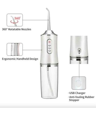 Portable Dental Flosser Water Jet Oral Irrigator for Teeth Dentures & Braces - Rechargeable Multiple Pressure Modes - International Shipping Available - Buy Online on GoSupps.com