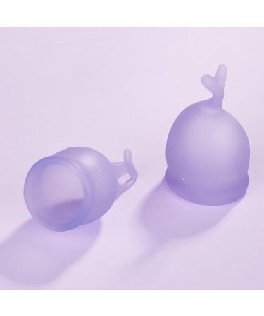 Satisfyer Feel Secure Menstrual Cup Reusable Silicone Period Cup with Stem | 2 Sizes for All Flows - Easy Insertion & Removal (Purple - Buy Online on GoSupps.com