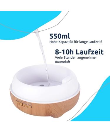 Sana Top Aroma Diffuser - 8 LED Lights 3 Timer Functions 2 Fog Modes | 550ml Capacity | Whisper Quiet Aroma Therapy for Lasting Wellness - Buy Online on GoSupps.com