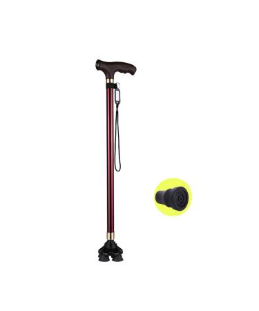 WalkingStickAdjustableCaduceusSmartCrutchesLightweight10FileTelescopicLEDLightMultifunctionBlack/wineRedSingleFoot/smallFour-legInterchangeableforArthritis Elderly Seniors&Hand Needed B One loaded
