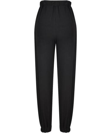 Women's Dragon Print High Waisted Sweatpants with Pockets - Black, Large | Workout Joggers & Lounge Trousers - Buy Online on GoSupps.com