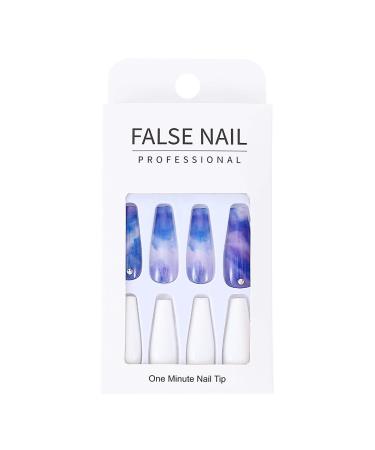 Brishow Artificial Long Press-On Ballerina Nails - 24pcs Purple & White Acrylic Stick-On Nails for Women & Girls - Full Cover Hair Coloring - Buy Online on GoSupps.com