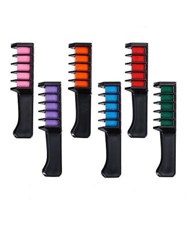 Hair Chalk Comb Temporary Hair Chalk Color Set Mini Instant Hair Chalk Comb with Disposable Gloves and Shawl for Kids Hair Dyeing Party Christmas and Cosplay DIY 6 Color