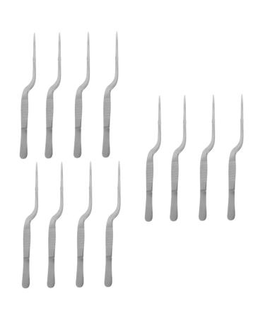 FOMIYES 12 Pcs Stainless Steel Tweezers Cleaning Tools Ceramic Tweezers Plant Tweezers Cloud Clamp Cerumen Tools Earwax Cleaning Tools Cleaning Tools for Ear Silver Detergent Ear 16X1.5X1.3CMx3pcs