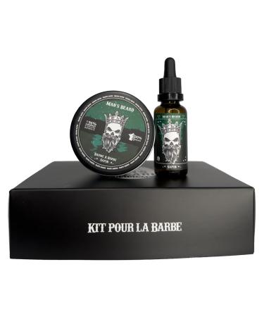 man's beard Beard Set Beard Oil 30 ml and Beard Balm 90 ml Scented Fir Beard and Mustache Ingredients of Natural Origin 100% Made in France