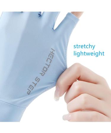 Ligart UPF 50+ Fingerless Sun Gloves for Women - UV Protection Hand Cover for Fishing, Driving, Cycling, Hiking - Blue, Medium - Buy Online on GoSupps.com