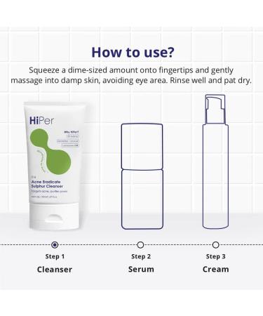 Acne Eradicate Sulphur Cleanser with Ceramides Salicylic Acid 50ml Face Wash for Oily Skin Unscented Liquid Formula with Post-Biotic Oat Extract for Acne Prevention - Buy Online on GoSupps.com