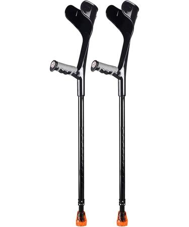Safety Crutches Adjustable Crutches Aluminum Canes Walking Crutch 1 Pair Adult Medical Forearm Walking Sticks Women Men Walking Cane Comfortable Independence Black