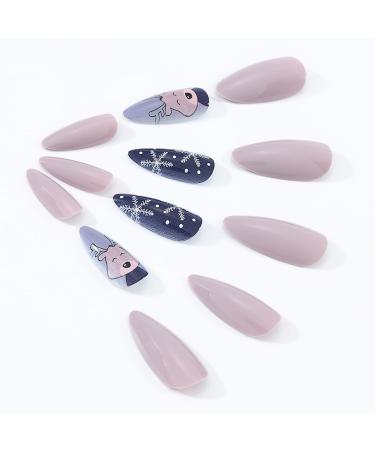 Brishow Christmas Snow Artificial Nails - 24-Piece Ballerina Press-On Nail Set for Women & Girls - Festive Full Cover Decorations - Buy Online on GoSupps.com