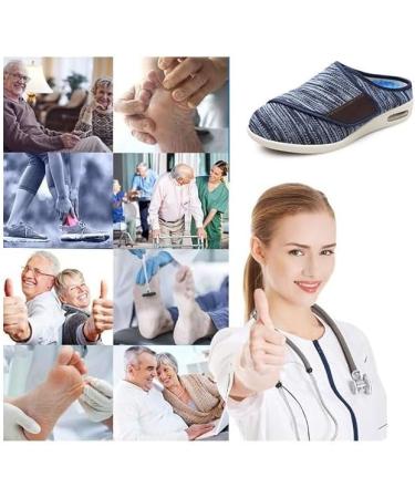 Buy Men's Adjustable Strap Diabetic Slippers - Wide Walking & Orthopedic Edema Shoes for Grandparents (Dark Blue Size 12 - Buy Online on GoSupps.com