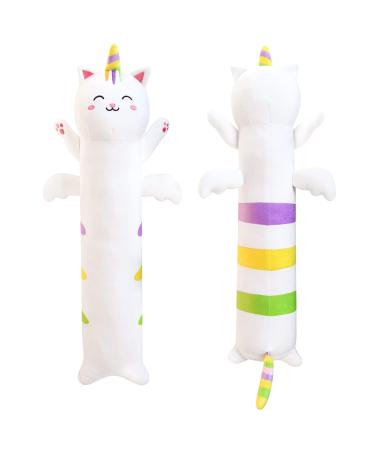 Desdfcer 60Cm Long Unicorn Plush Pillow Cute Long Unicorn Body Plush Pillow Kawaii Unicorn Stuffed Animals Gift for Christmas Halloween Birthday White-60cm-1