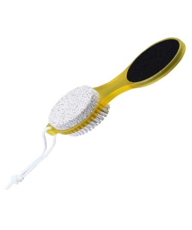 4 in 1 Foot File Callus Remover Multi-Functional Foot Scrubber Brush Feet Pedicure Tools Foot File Rasp with Pumice Stone for Home Foot Care (Yellow)