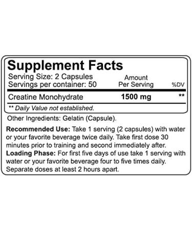 Nutrakey Creatine Monohydrate Capsules - Ultra-micronized Formula for Maximum Bioavailability - 100 Count - Buy Online on GoSupps.com