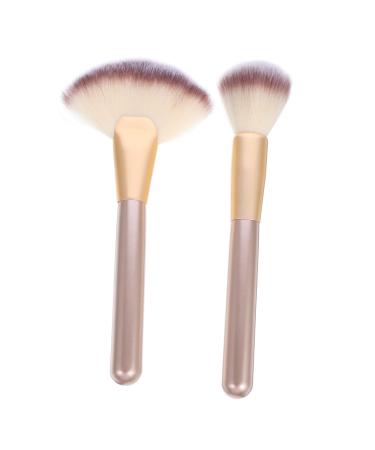 minkissy 3 Sets Makeup Brush Fan Makeup Brush Major Concealer Brush Wooden Handle