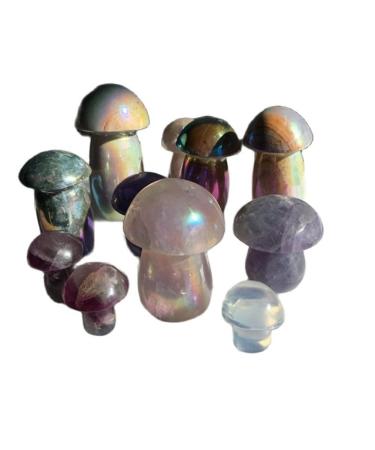 Crystal Rough Home Decoration Natural Quartz Mushroom Shape Crystal Carving Angel Aura Crystal Carved Mushroom for Decoration Stones (Color : Aura 5-6cm Size : 1 pcs) 1 pcs Aura 5-6cm