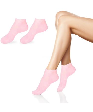 Moisturising Silicone Socks for Women Foot Spa Gel Silicone Socks for Dry Cracked Feet Women & Softening Dry Cracked Feet Rough Skins Pink Anti Slip Aloe Socks Moisturizing Feet (B) Short