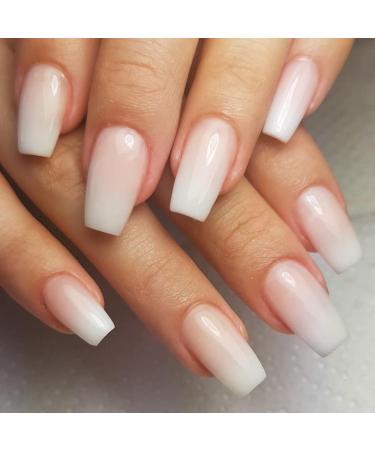 AddFavor Medium Square Press on Nails - 120pcs Pink White Gradient Fake Acrylic Nails for Women & Girls | Stylish & Easy Application - Buy Online on GoSupps.com