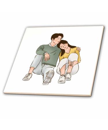 12 Inch Ceramic Tile - Image of Couple Having Comfort to Each Other s Couple Design Collection