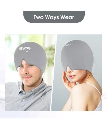 Newgo Migraine Cooling Mask & Headache Cap - Full Coverage Ice Pack for Sinus Relief Stress Relief & Swollen Eyes (Gray) - Buy Online on GoSupps.com