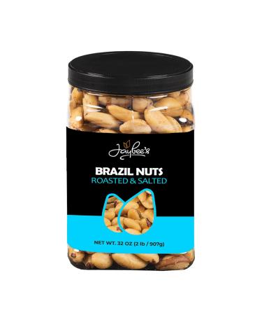 Brazil Nuts Roasted Salted - 32 oz (2 Pounds) Reusable Container | Healthy Snack | Vegan, Keto & Paleo Diet Friendly | Kosher | Hand-Picked | 100% Natural | Similar to Organic Brazil Nuts | Great for Daily Use, Baking, Coo