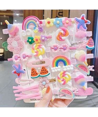 28-Piece Rainbow Hair Clip Set for Girls | Cute Animated Clips for Teens & Babies | Perfect Birthday Gift - Buy Online on GoSupps.com