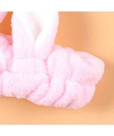 Minkissy 2pcs Bunny Ear Headband Set - Soft Makeup Hairband & Shower Face Wash Wrap for Women (Pink & White) - Perfect for Beauty & Skincare - Buy Online on GoSupps.com