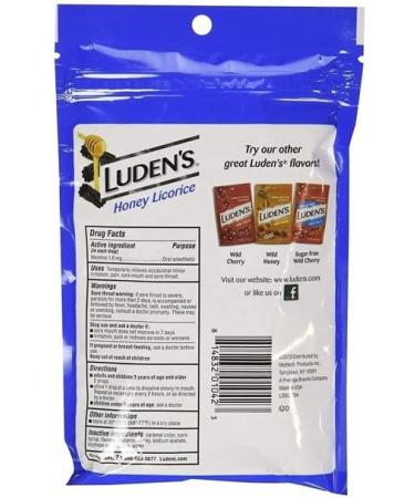 Luden's Menthol Honey Licorice Throat Drops - 30 Oral Anesthetic Lozenges - Buy Online on GoSupps.com