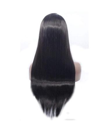 Long Straight Lace Front Wig - Natural Silky Black Heat Resistant Synthetic Hairpiece for Ladies | 26in & 18in - Perfect for Daily Wear Cosplay & Parties - Buy Online on GoSupps.com
