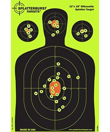 Splatterburst Targets - 12 x18 inch - Silhouette Splatter Target - Easily See Your Shots Burst Bright Fluorescent Yellow Upon Impact - Made in USA 25 pack