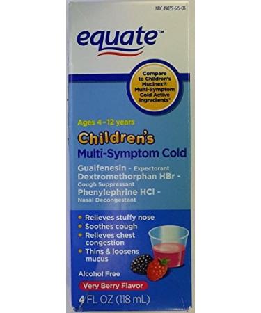 Children's Multi-Symptom Cold Very Berry Flavor 4oz By Equate Compare to Children's Multi-Symptom Cold