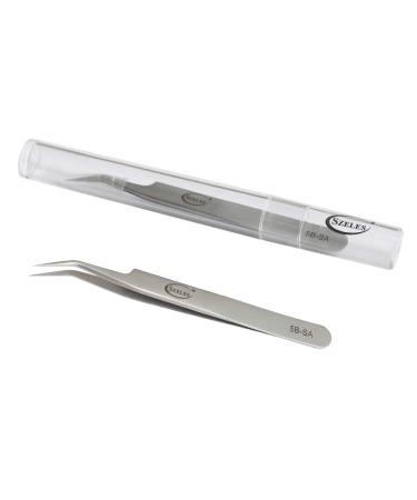 Szeles Vetus Volume Tweezers Stainless Steel Precision Tweezers Acrylic tube Package with Non-dust cloth Ultra Rigidity Curved Point Tweezers Pro Beauty Eyelash Extension Tool (5B-SA)