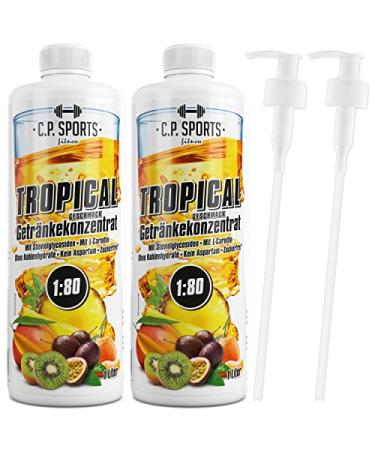 C.P. Sports Sugar-Free Beverage Syrup - Tropical Vitamin Drink Concentrate (2L + 2 Pump Dispensers) - Ideal for Sports & Hydration - International Shipping Available - Buy Online on GoSupps.com