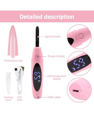 Valentine's Day Gift for Her - 3D Heated Eyelash Curler with USB Charging Intelligent Temperature Display & Three Speed Heating - Long Lasting Pink - Buy Online on GoSupps.com