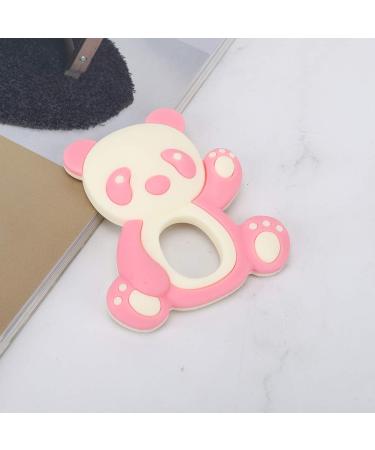 Baby Teething Toy - Cartoon Panda Shape Silicone Teether for Kids | Soft Hugs & Kisses (Pink/Black/Coffee) - Buy Online on GoSupps.com