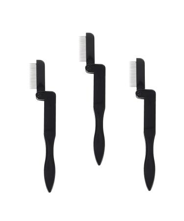 FRCOLOR 3pcs Eyelash Comb Folding Lash Comb for Eyelash & Eyebrow Shaping & Lengthening Eyelash Separator Brush Eyelash Eyebrow Comb Shaper Curly Eyelash Brush Steel