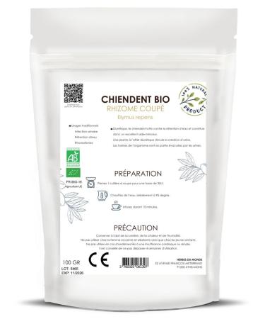 Herbes du Monde Organic Quackgrass Rhizome Cut - 100g AB Certified Diuretic & Draining Infusion - Shop Internationally - Buy Online on GoSupps.com