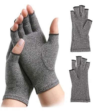 Arthritis Compression Gloves Support and Warmth for Hands Finger Rheumatoid & Osteoarthritis Increase Circulation Reduce Pain from Carpal Tunnel Tendonitis Relief Women Men Open Finger (Gray S) gray s