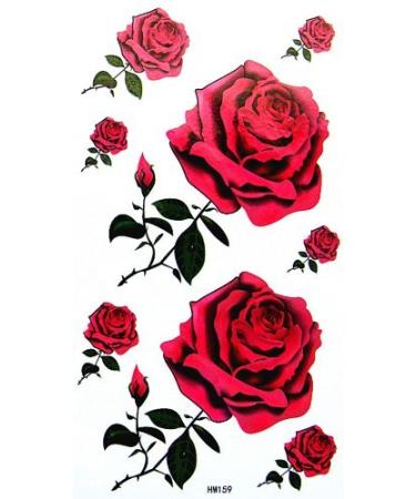 King Horse GGSELL Waterproof Sexy red Roses Tattoo Sticker for Girls