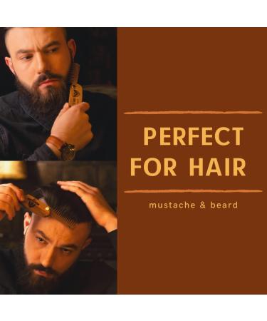 Handcrafted Wooden Pocket Beard Comb for Men - Walnut Folding Comb with Sugar Skull Engraving - Buy Online on GoSupps.com