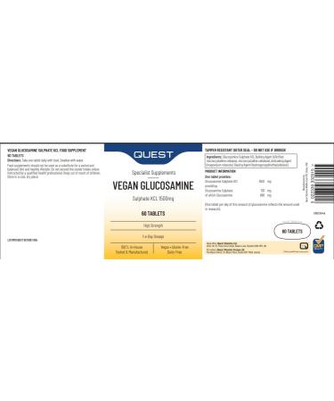 Quest Glucosamine Sulphate KCL 1500mg High Strength Vegan Complex Supplements - Buy Online on GoSupps.com