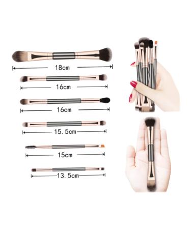 Professional Dual Ended Eyebrow & Eye Shadow Brush Set 6pcs Portable Makeup Brushes for Flawless Application - Buy Online on GoSupps.com