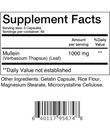 Mullein Leaf 1000 mg Supplement 200 Count - Respiratory & Bronchial Health Support - Immune Function Boost - Buy Online on GoSupps.com