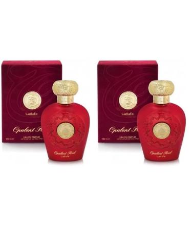 Lattafa Perfumes Opulent Red for Unisex Eau de Parfum Spray 3.4 Ounce (137662) (Pack of 2) Modern 3.40 Fl Oz (Pack of 2)