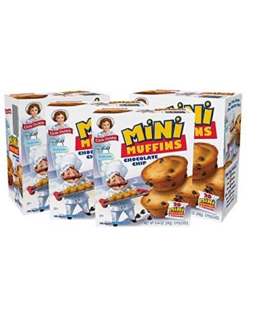 Little Debbie Chocolate Chip Mini Muffins, 20 Travel Pouches of Bite Size Muffins Baked with Real Chocolate Chips (4 Boxes)