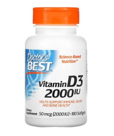 Doctor's Best Vitamin D3 2000 IU - 180 Softgel Capsules Bone & Immune Support