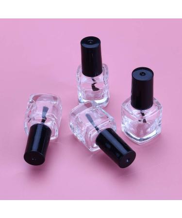 10Pcs 15ml Clear Refillable Nail Polish Bottles - Empty Cosmetic Holders with Brush for Nail Art - Black & White - Buy Online on GoSupps.com