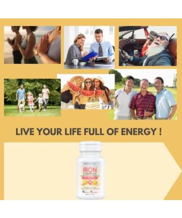 Hiroto Pharma Iron Complex (90 Capsules) - 26mg Iron, Vitamin B12, Vitamin C, Beetroot - Vegan Energy & Focus Supplement - Made in the USA - Buy Online on GoSupps.com